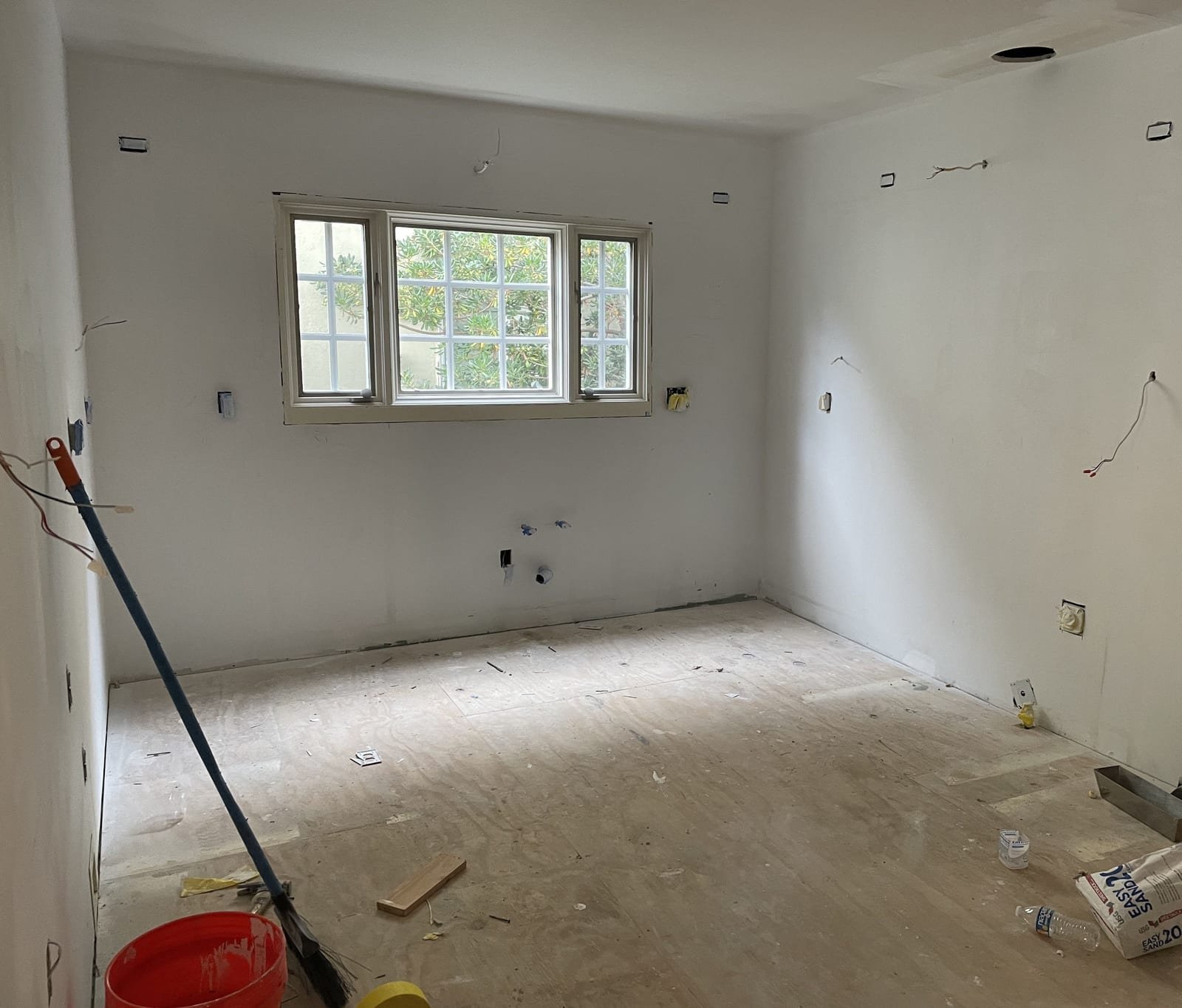 Kitchen stripped to the studs