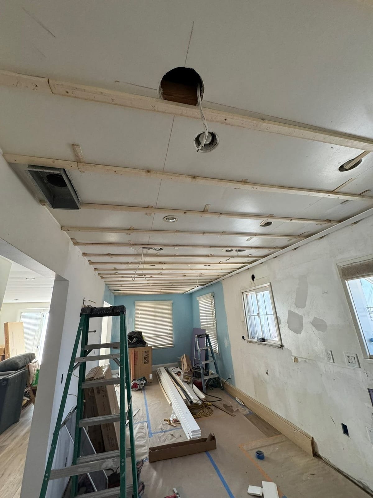 Ceiling and walls opened up